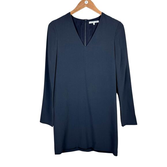 Helmut Lang NWT Charcoal Black V-neck Long Sleeve Silk Blend Mini Shift Dress - Picture 2 of 6